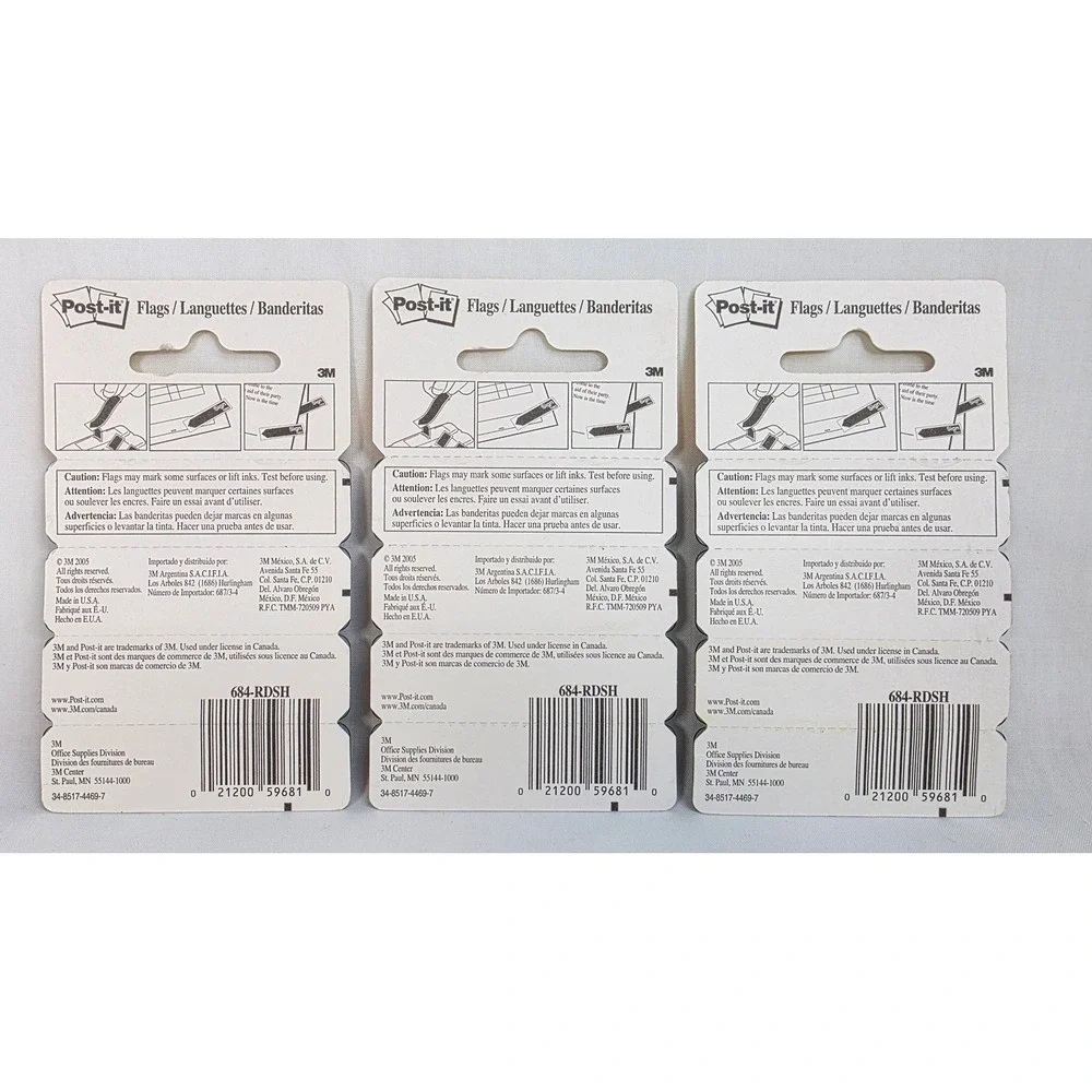 Post-it Sign Here Flags Lot of 3 Red (240 Total) 0.47x1.7 Arrow Labels Office